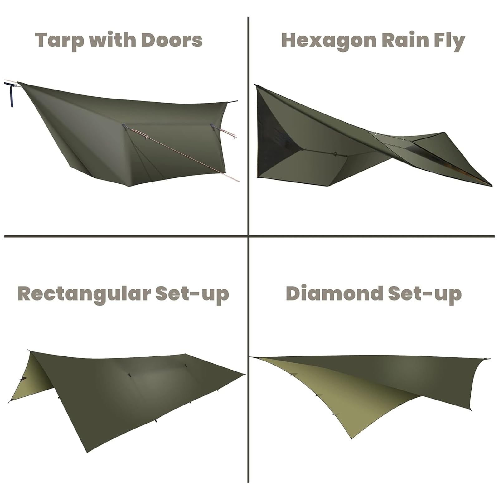 onewind 12×10 ft Hammock Tarp, Ultralight ft, Od Green-12′ Rectangular
