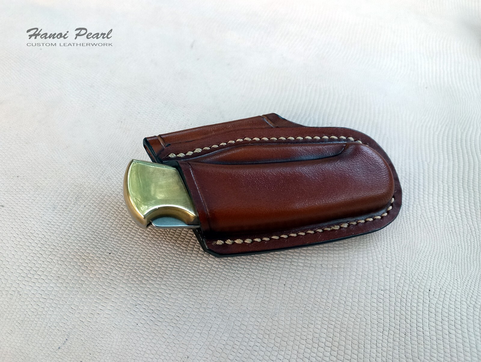 Custom Left Handed Scout Carry Leather Sheath for Buck 112 Ranger