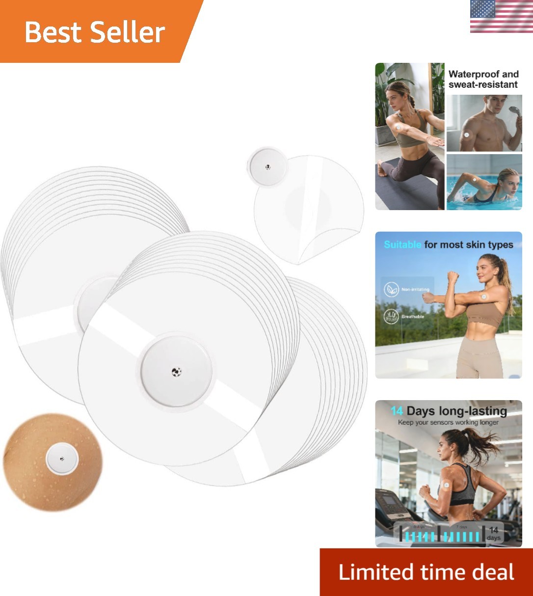 20 Pack Freestyle Covers Waterproof, Adhesive Patches for Freestyle Sensor Co…