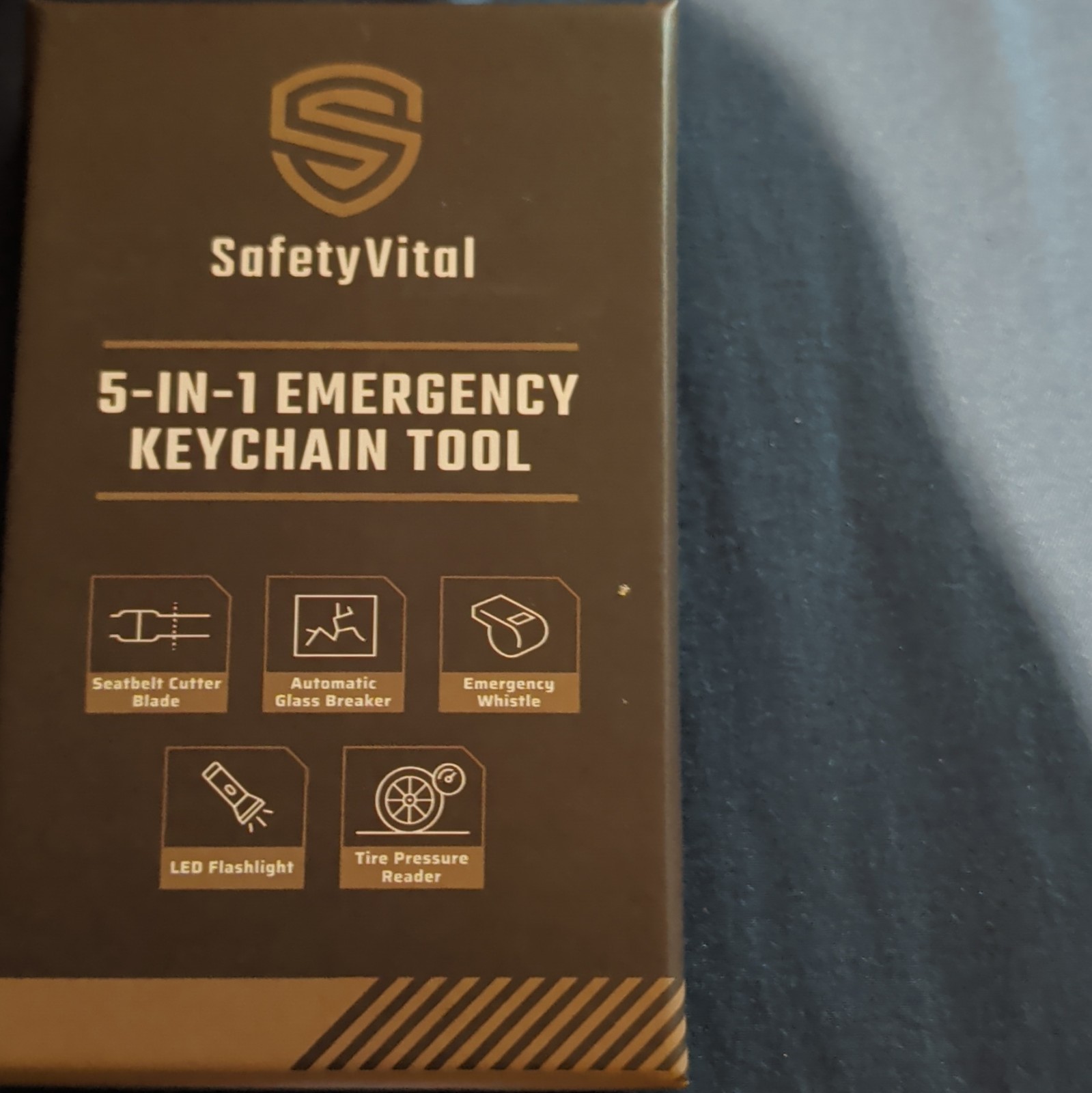 SafetyVital 5-in-1 Emergency Keychain Multi-Tool Black/Yellow Battery Required