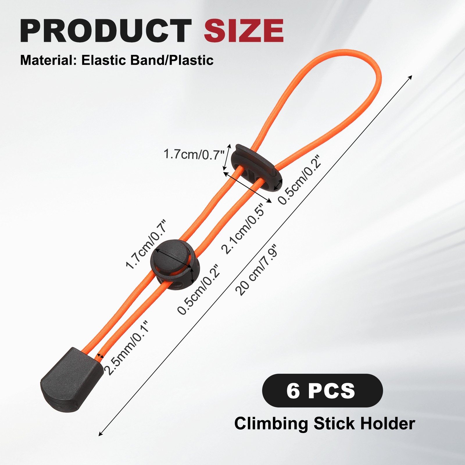 Climbing Stick Holder, Backpack Hiking Pole Ropes 8 Inch & 6 Pcs & Orange