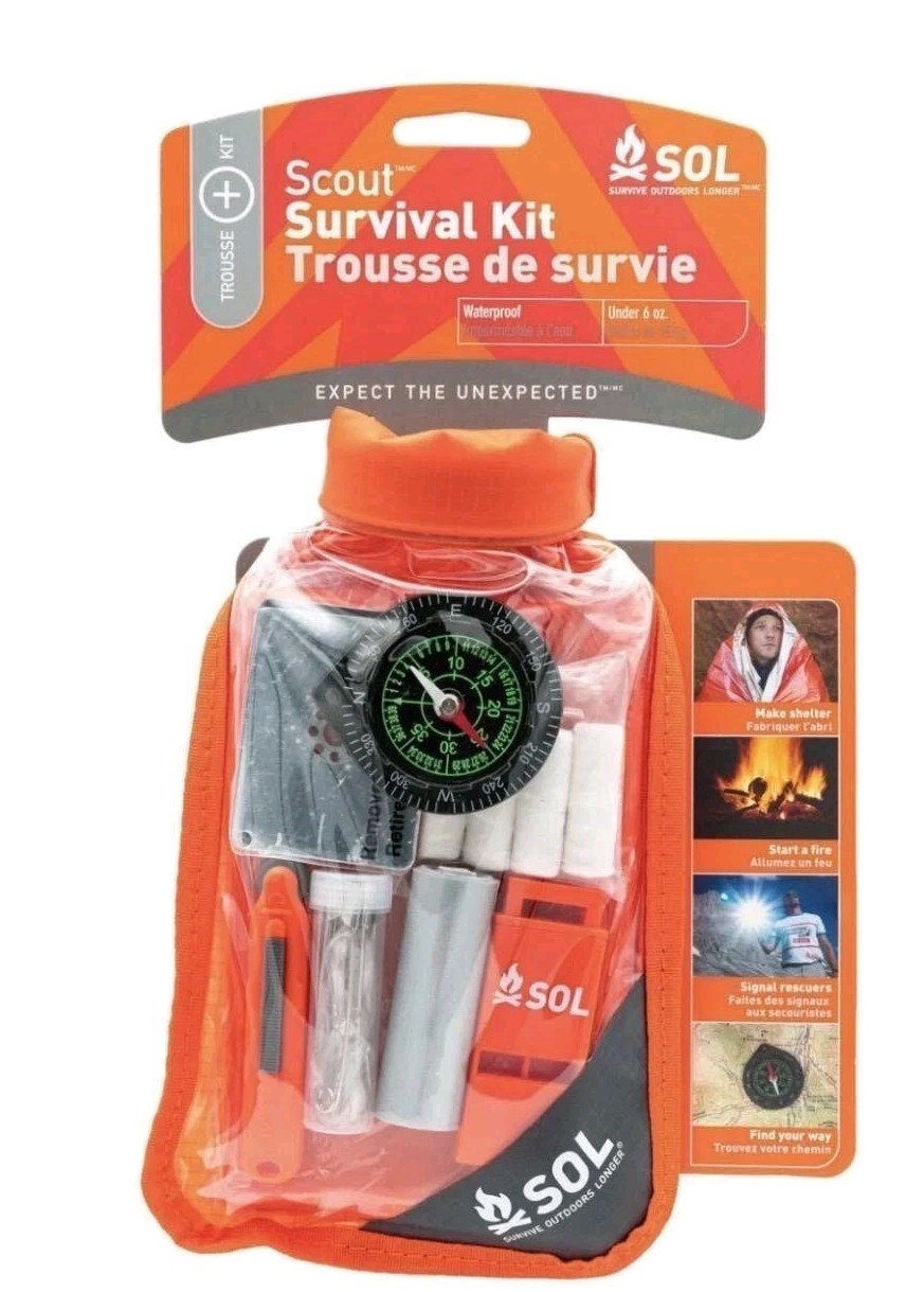 SOL Scout Survival Kit Waterproof Emergency Outdoor Hiking Camping Gear Set