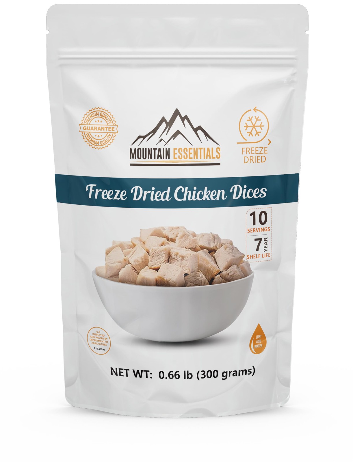 MOUNTAIN ESSENTIALS Freeze-Dried Diced Chicken – Fully Cooked and Pack of 1