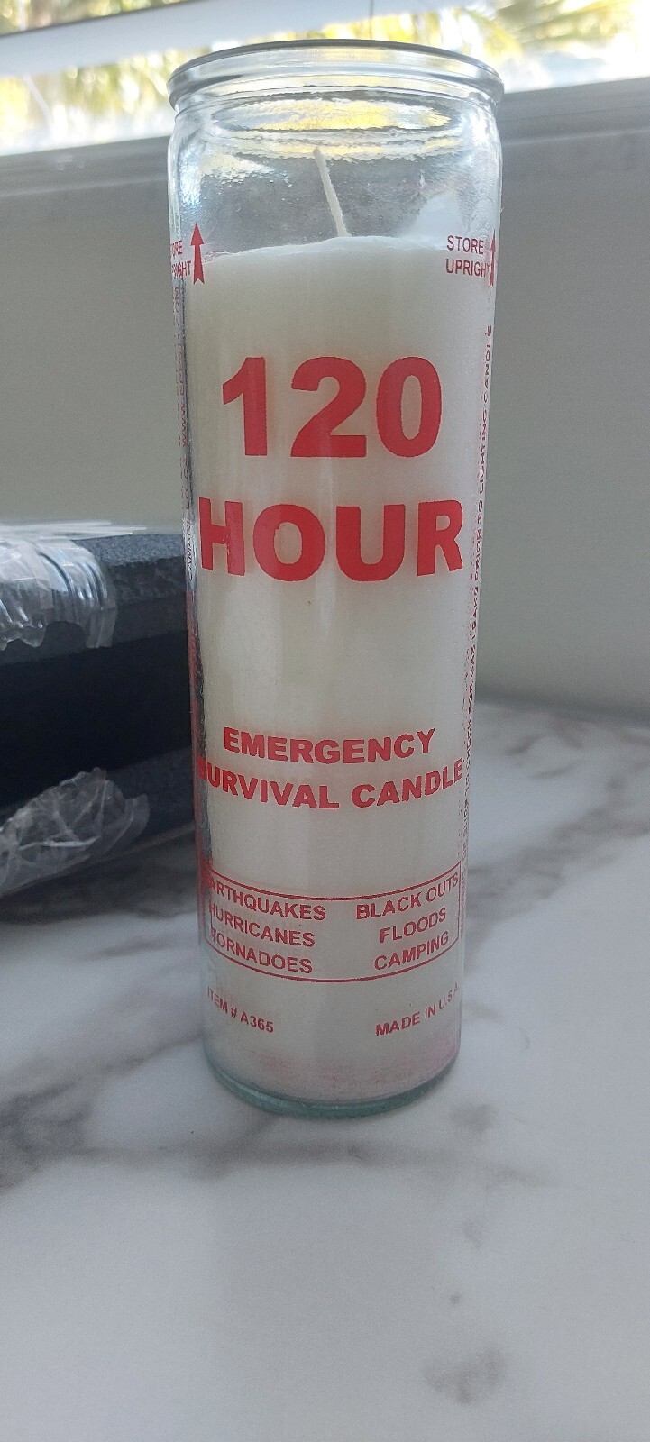 Emergency Candle, 120 hr Survival Candle A365 Made in USA Black outs Disaster *
