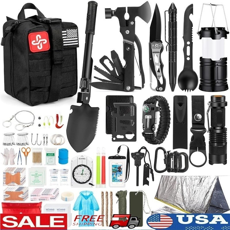 250Pcs Survival Kit Emergency First Aid Portable Molle Bag Adventure Gear New