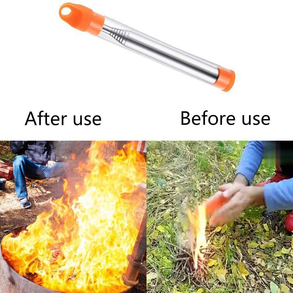 Outdoor Pocket Bellow Collapsible Fire Tools Kit Camping Survival Blow Fire Tube
