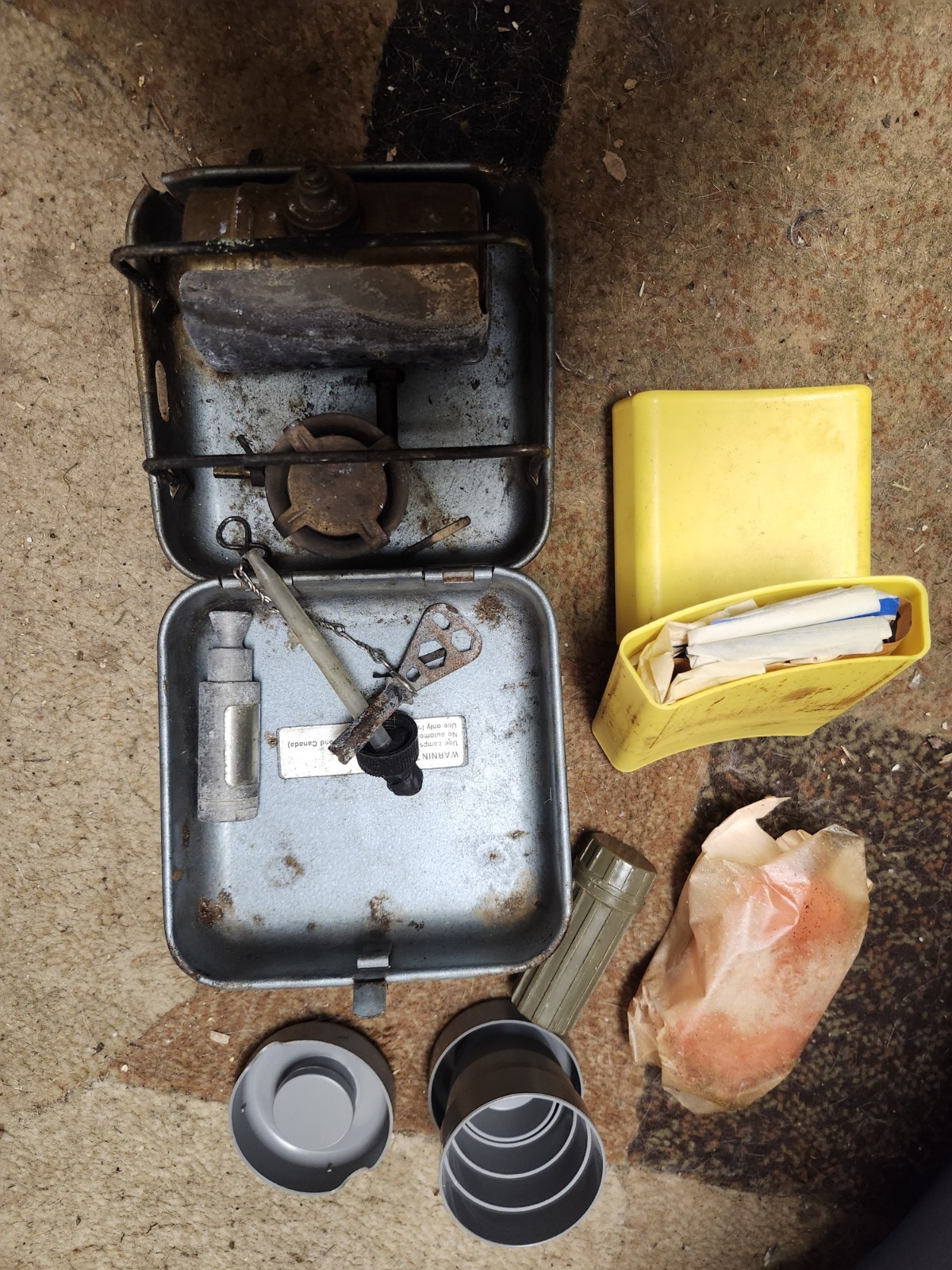 Vintage Backpack Burnner,Pump,FirstAidKit, Waterproof Match Holder, ColasableCup