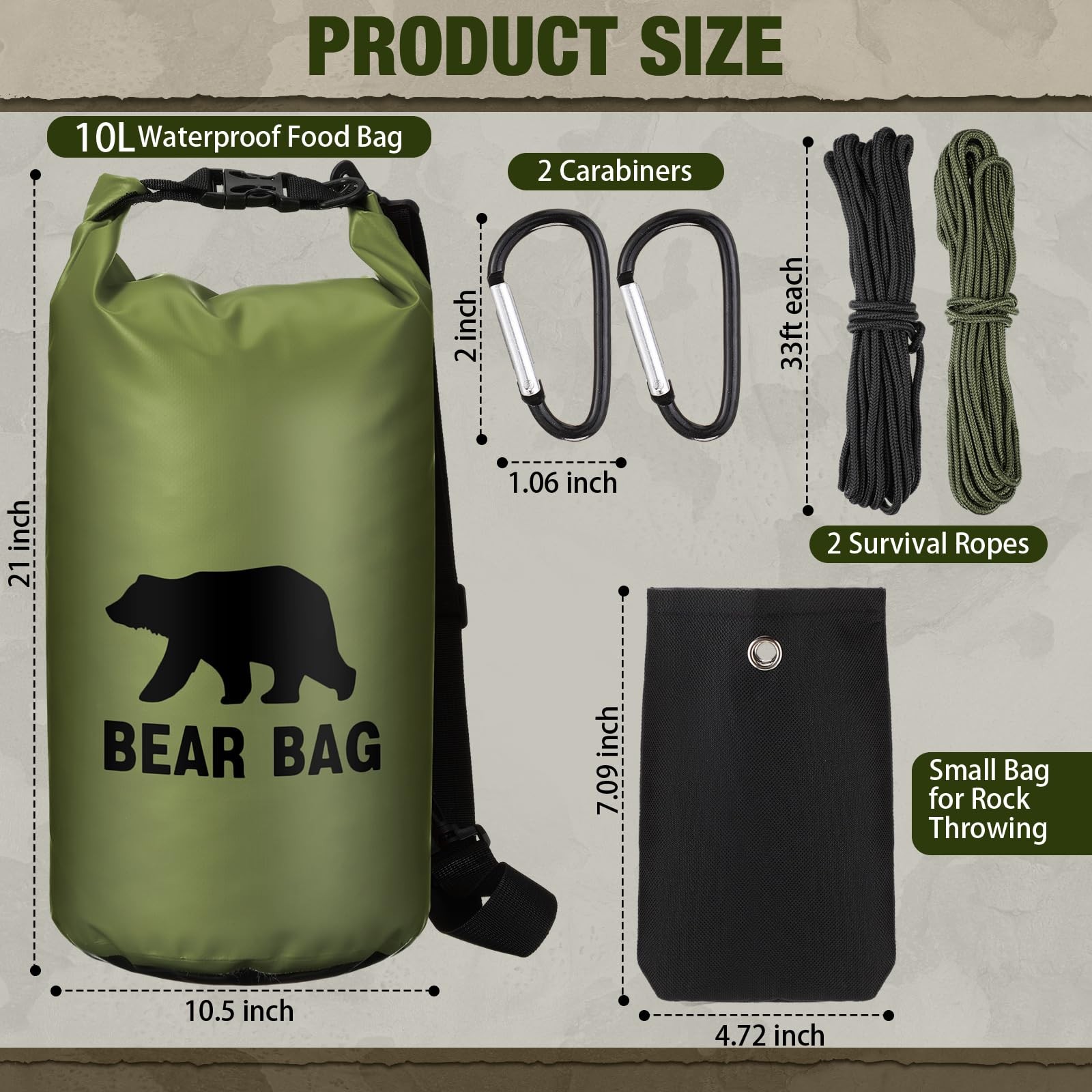 1 Set Bear Food Bag Camping Ultralight Hanging System Waterproof Nylon Ropes