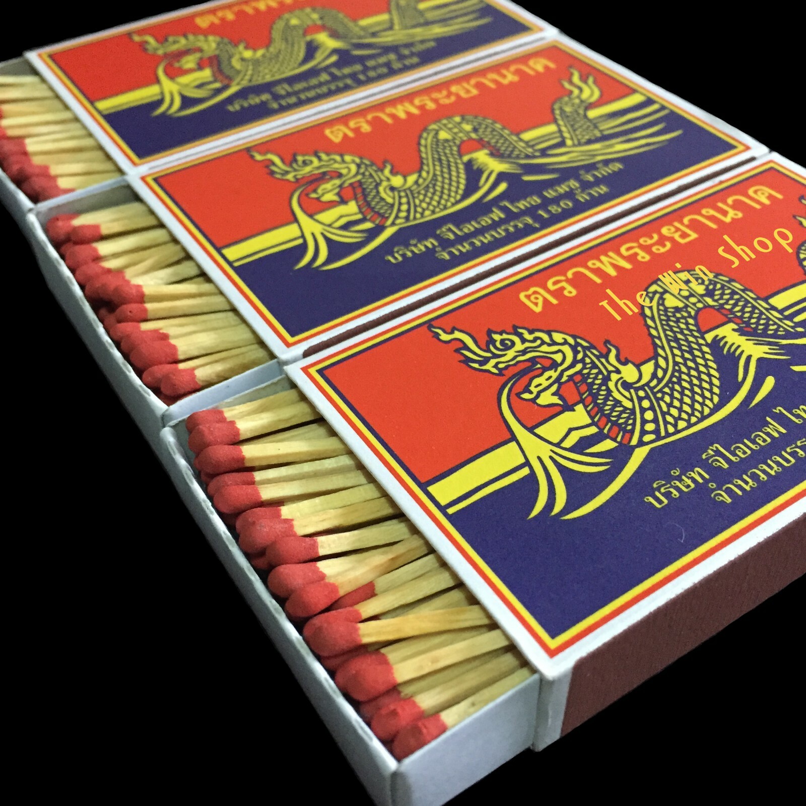 10 Big Boxes = 1,800 Red Sticks Original Phrayanak Thai Wooden Matches Camping
