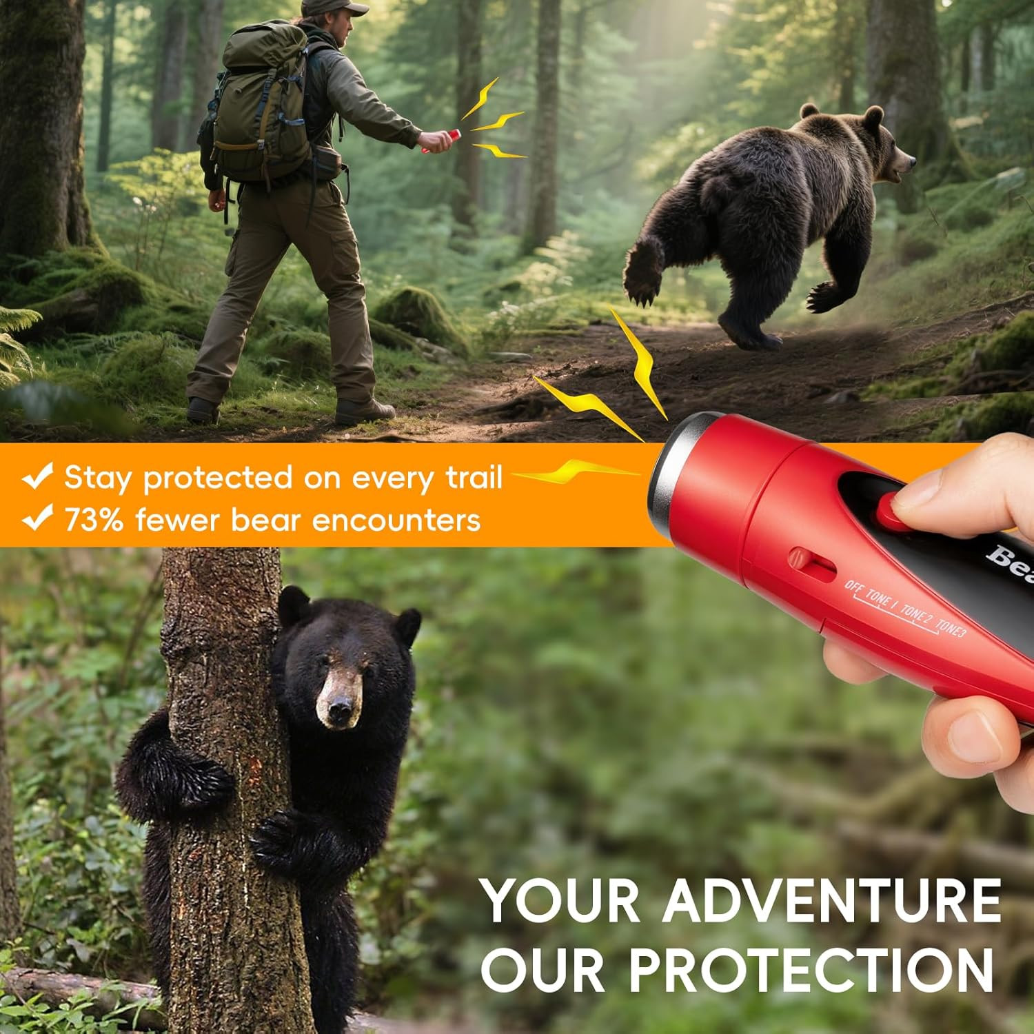 Loud Bear Bell Set to Scare Bears, Hiking Essentials for Women, Emergency Whistl
