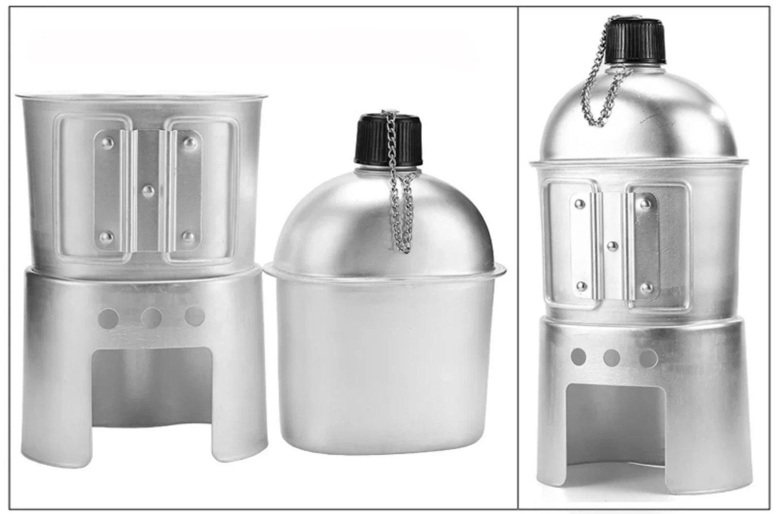 Aluminium Canteen Cook Set 1L | Cup, Stove & Carry Bag Australia