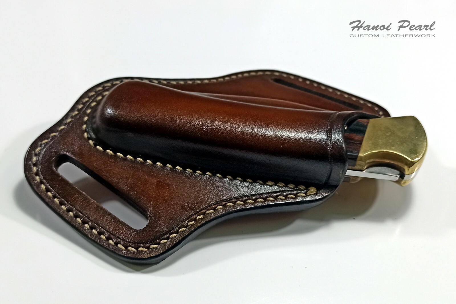Custom Cross Draw Leather Sheath for Buck 110 Folding Hunter