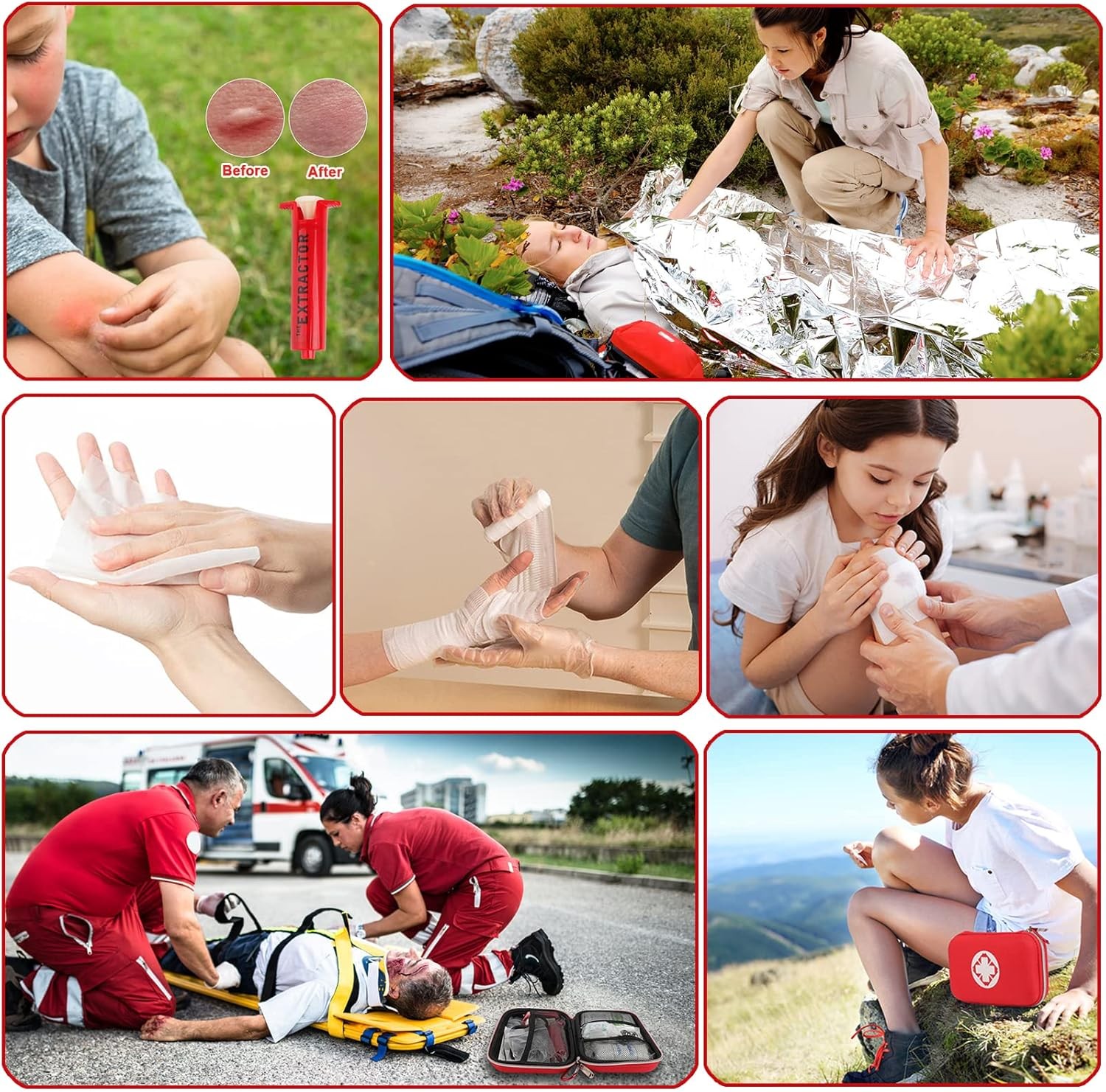Snake Bite Kit, Bee Sting Kit, Emergency First Aid Supplies, Venom Extractor Suc