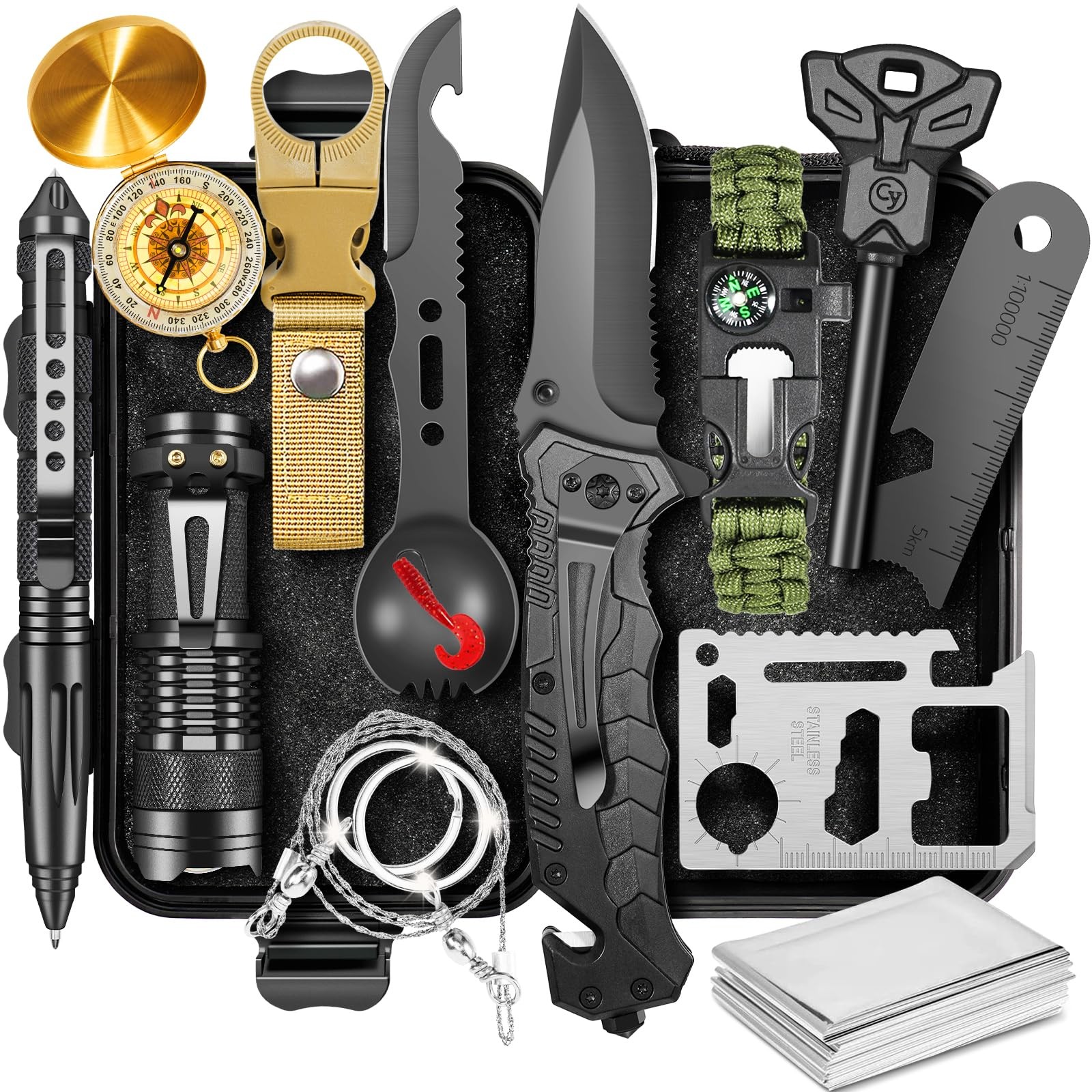 ASTNES Gifts for Men Him Dad, Survival Kits and Equipment 14 Pcs Kit
