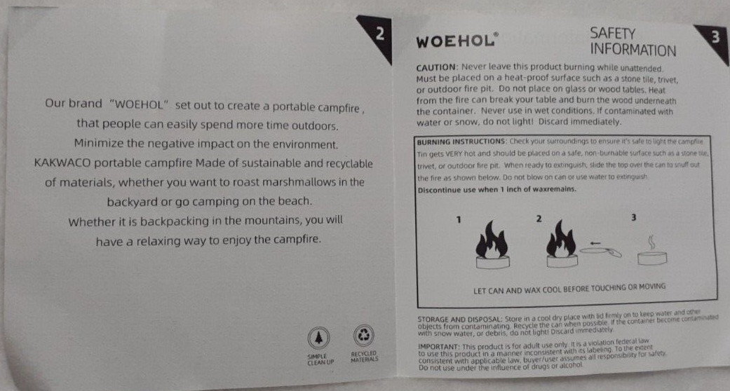 Kakwaco Portable Campfire Kit 4 Pack Cans 3-5 Hours Burning Fire 3.94×2.76 in