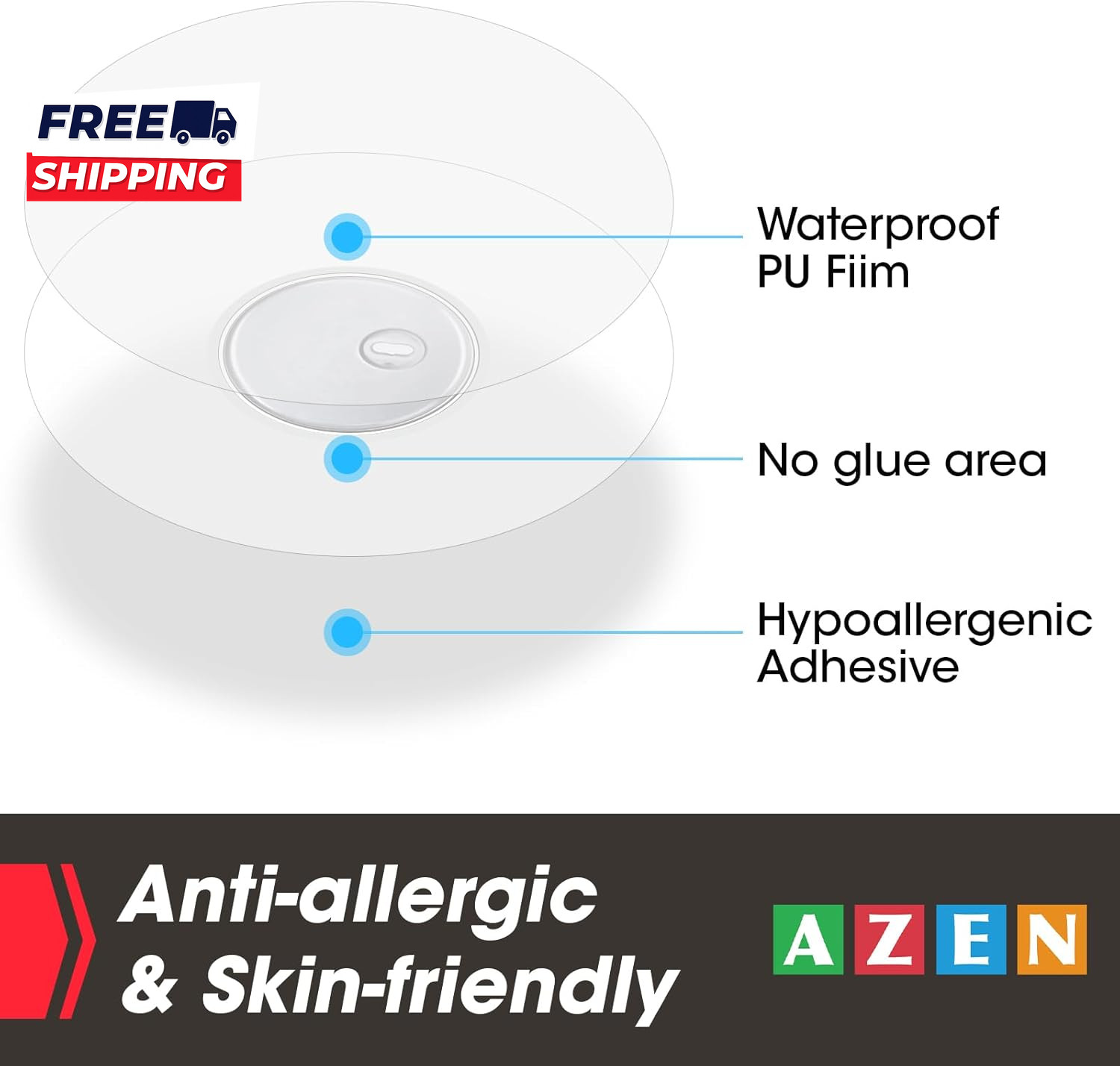 100 Pack Freestyle Sensor Covers for Libre 3 Waterproof Adhesive Patches