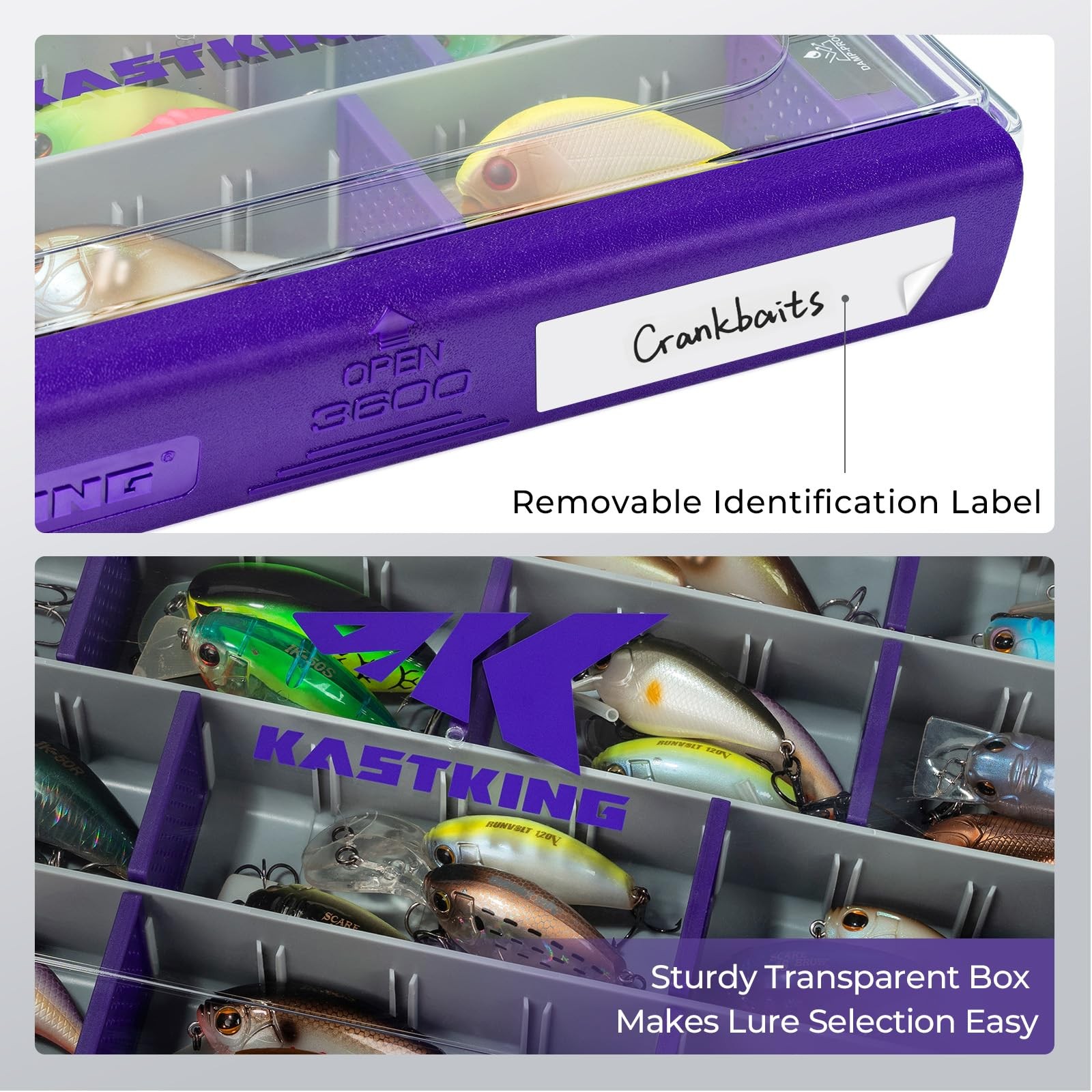 KastKing HyperSeal Waterproof Tackle Box, 3600 and 3700 3600(1 Pack), Purple