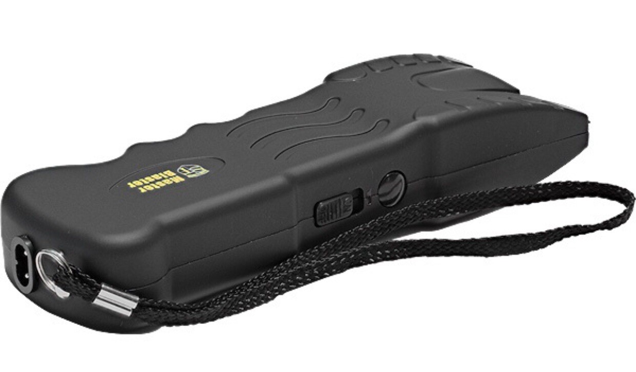 MASTER BLASTER POLICE Stun Gun Self Defense Black Rechargeable w/LED & HOLSTER