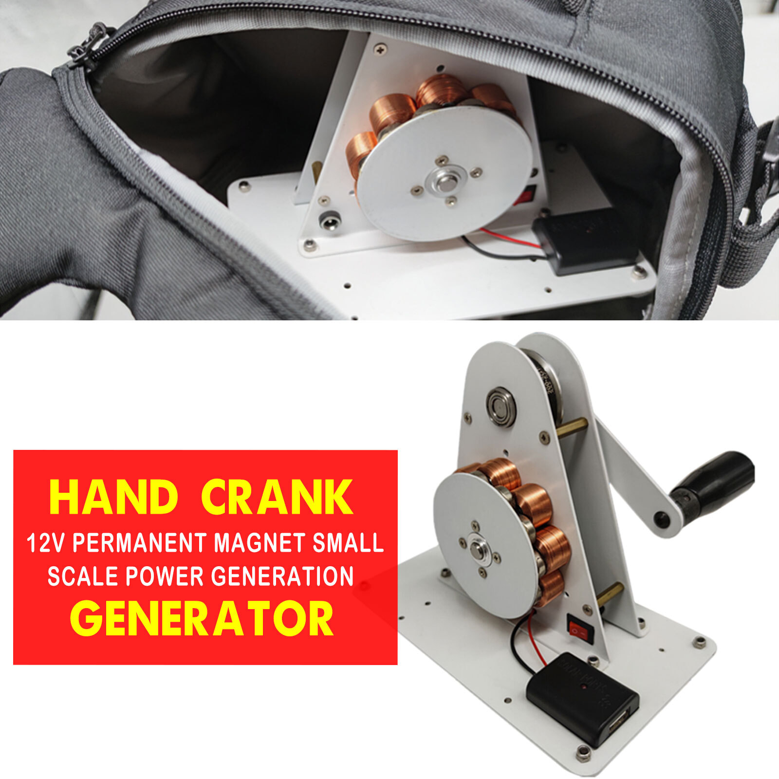 50W Portable Hand Crank Generator Emergency USB Charger Camping Outdoor Survival