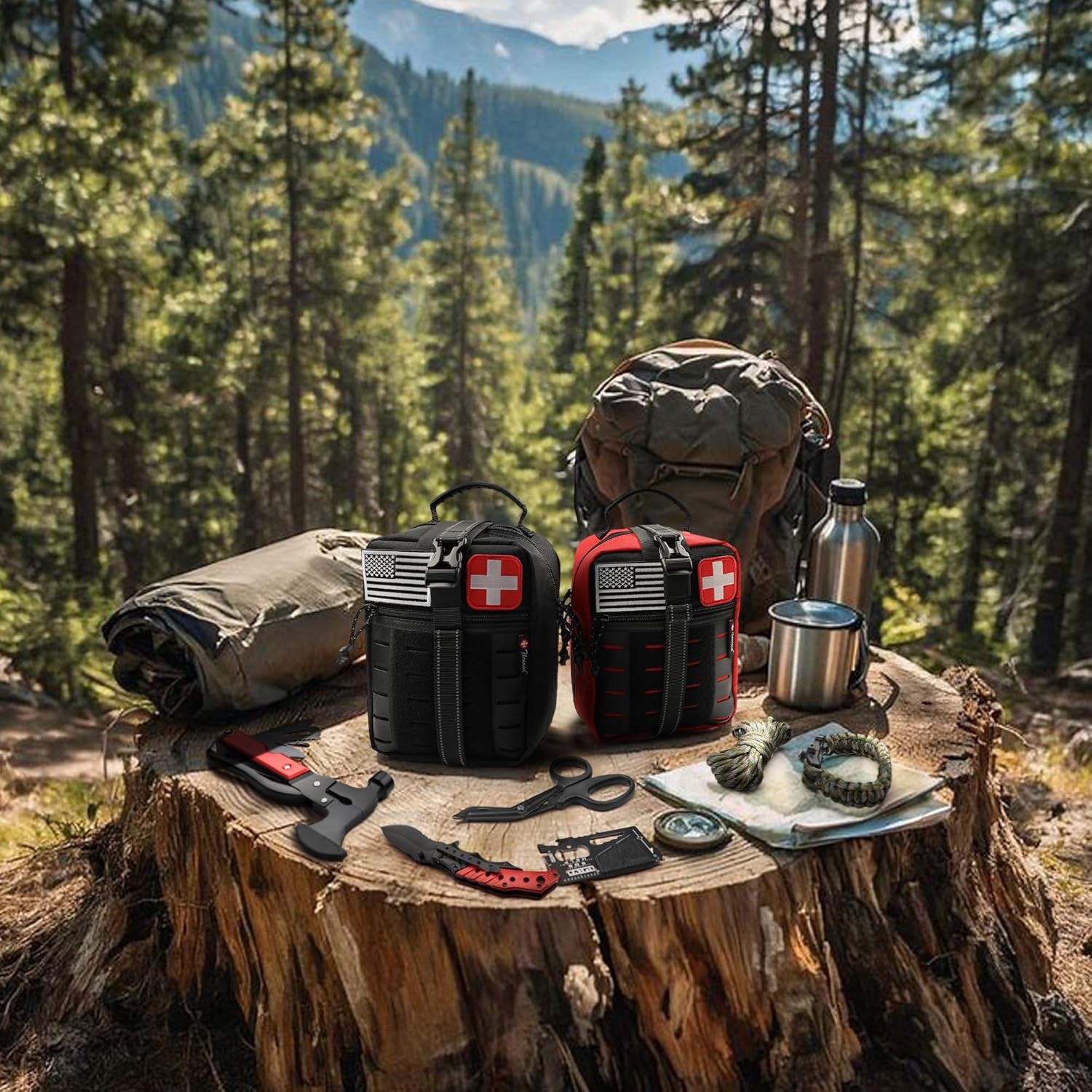 Survival First Aid Kit, 190 Pcs Survival Gear and Medical Supplies, Military IFA