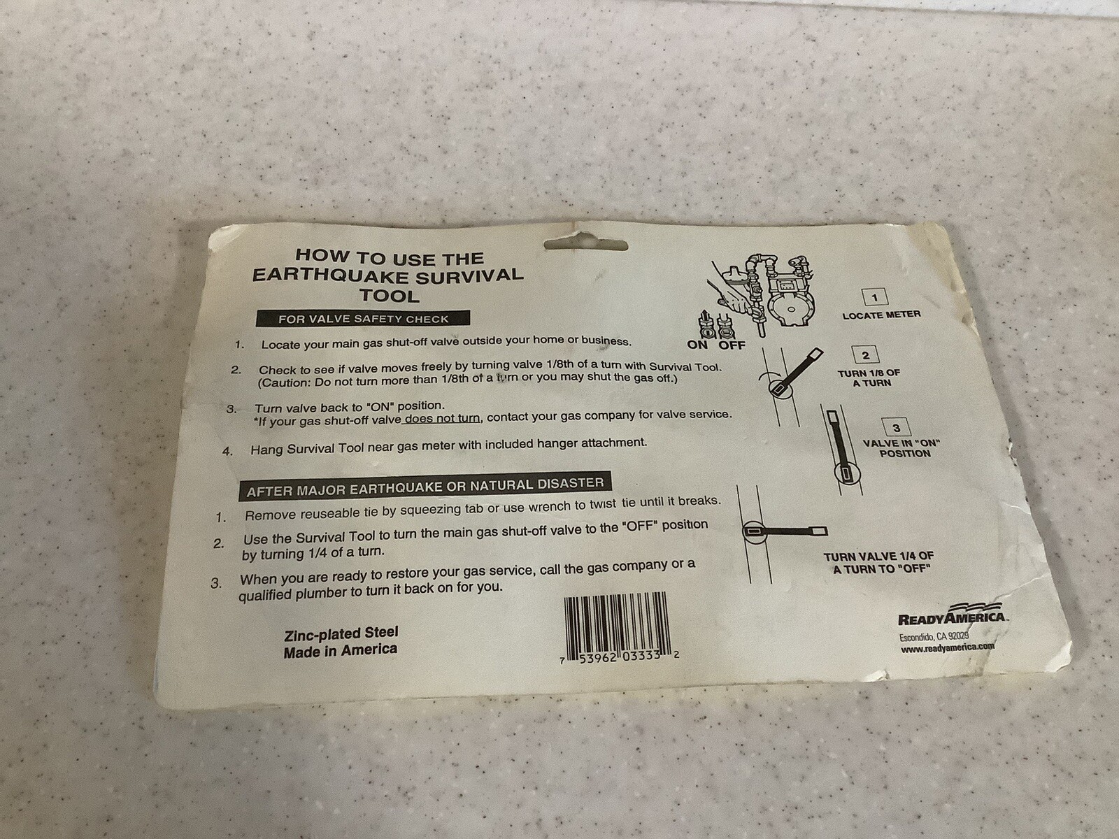 Gas Shut-Off Tool Earthquake Survival Tool