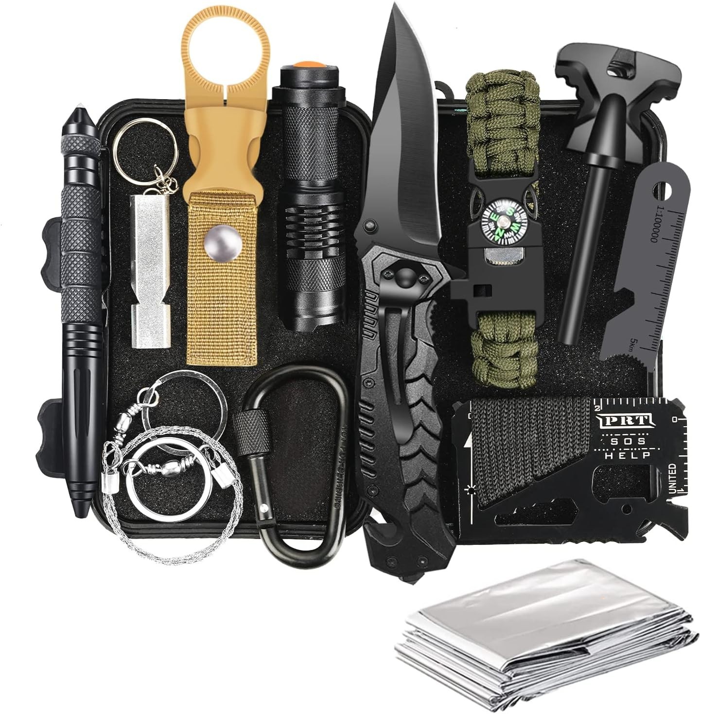 Lightweight Portable 14-in-1 Survival Kit: Ideal Holiday Gift for Him