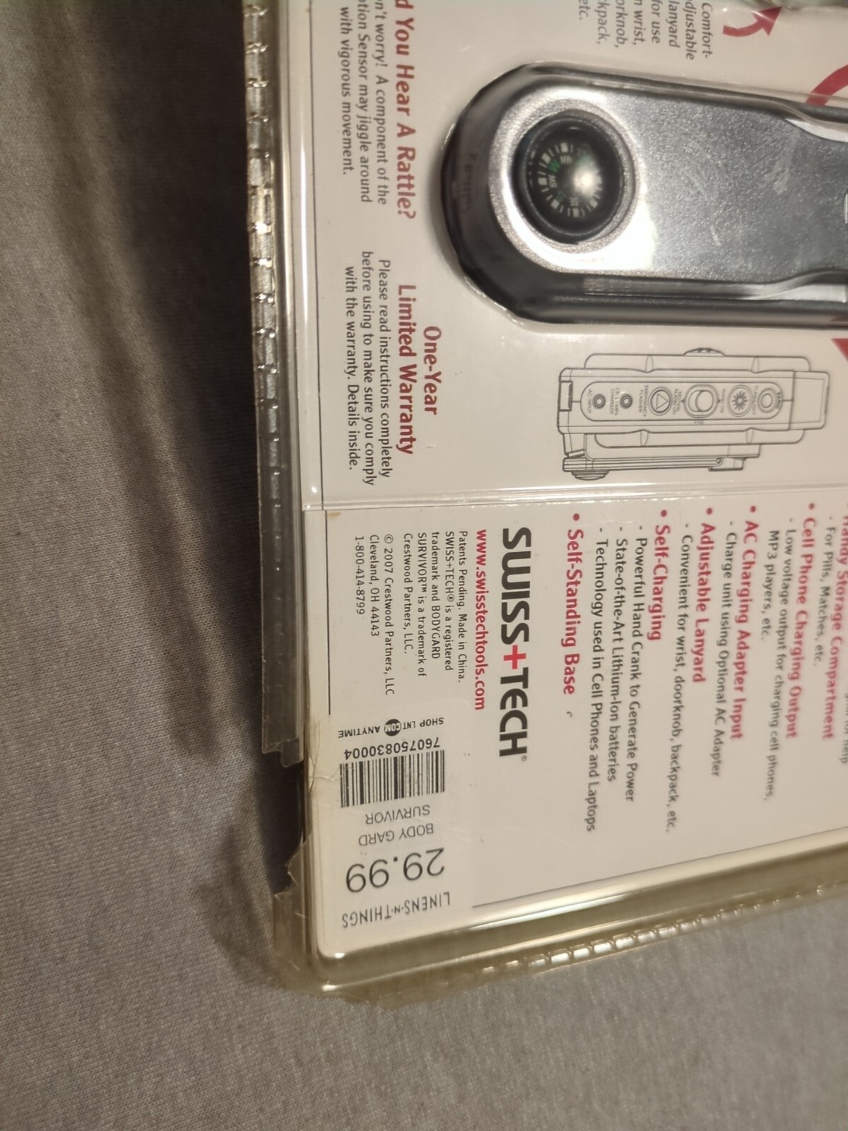 Swiss Tech Emergency Survival Radio PHONE CHARGER Flash LED Light Compass~NEW