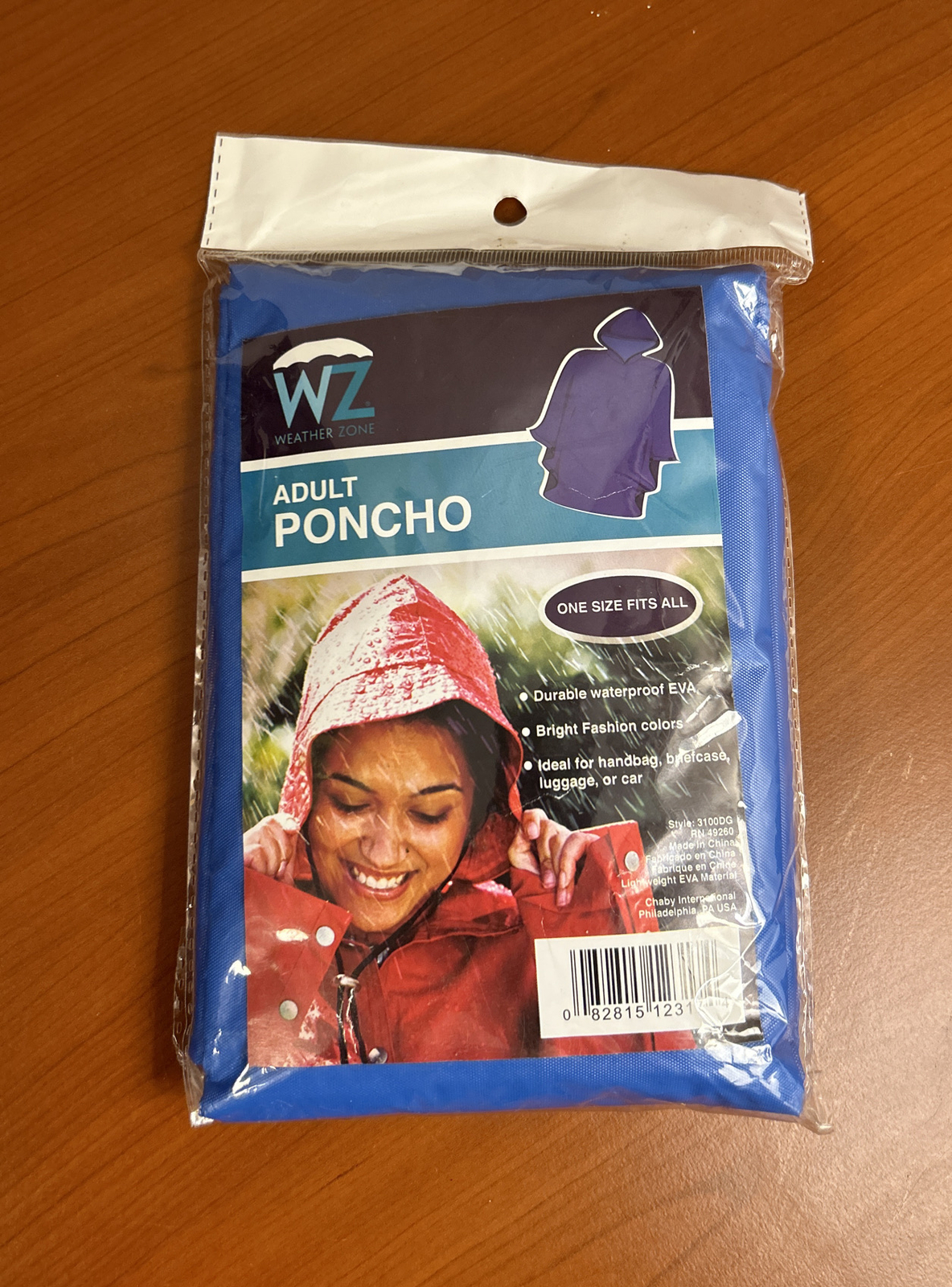 Weather Zone One Size Fits All BLUE Adult Poncho FAST SHIPPING NEW SEALED READ
