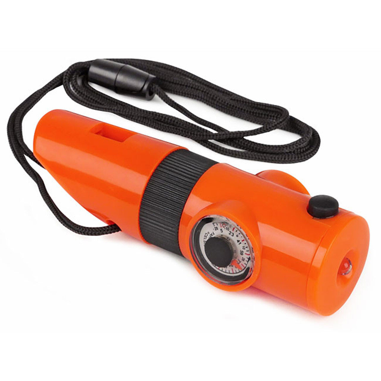 7-In-1 Emergency Survival Whistle Compass Thermometer LED Flashlight Magnifier