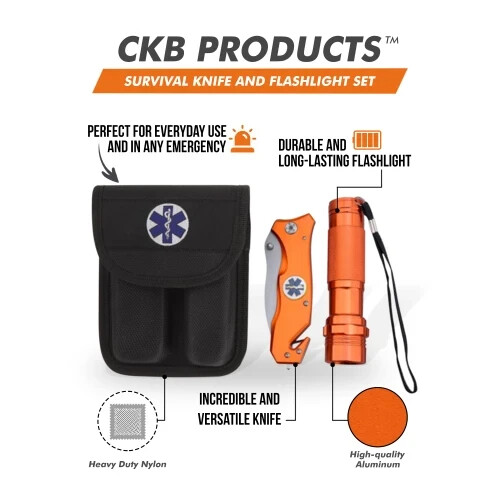 BarTech Pro Emergency and Survival Knife and Flashlight Set ^c