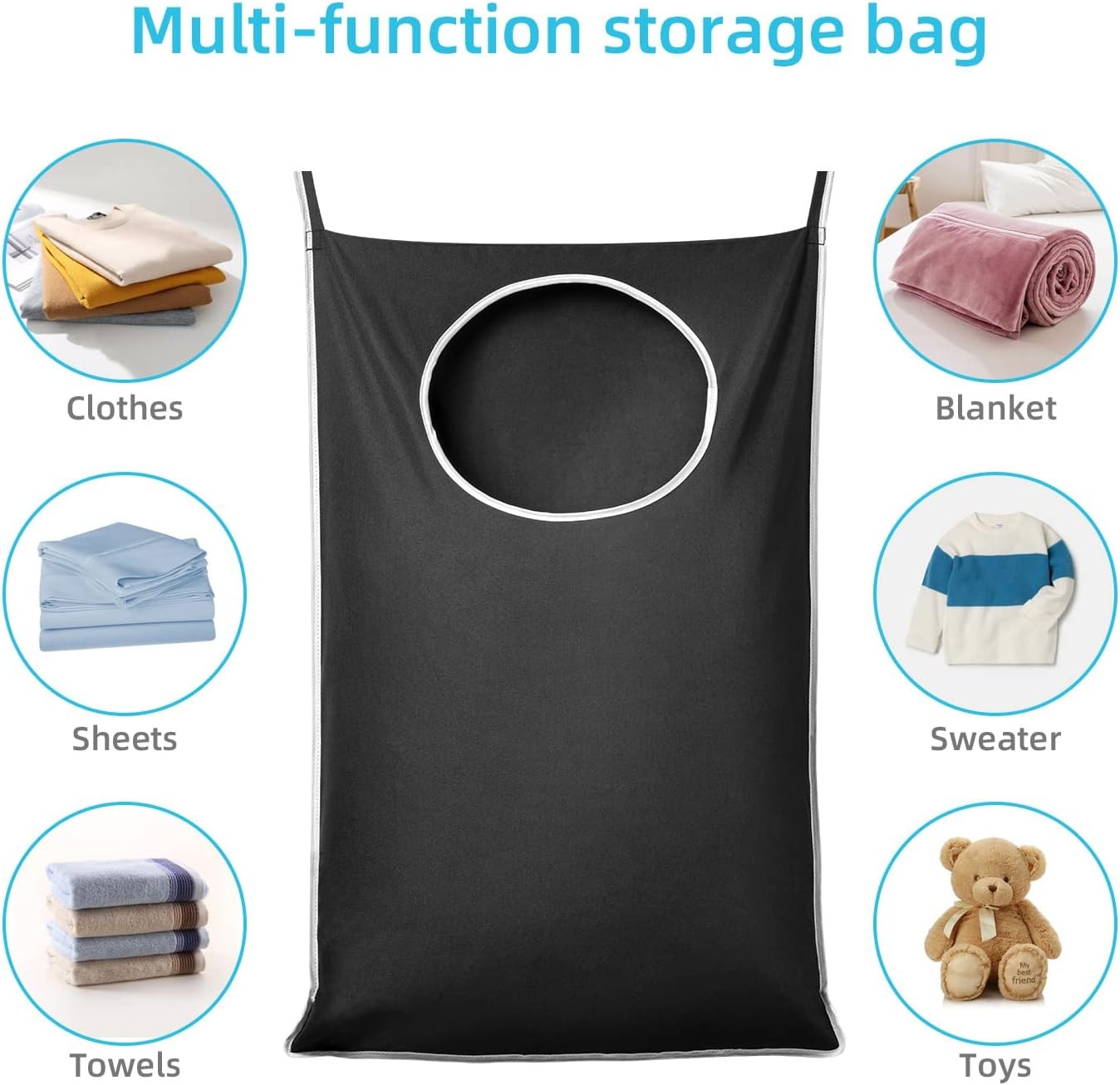 2 Pack Door Hanging Laundry Hamper, XL Hanging Bag with Large Opening