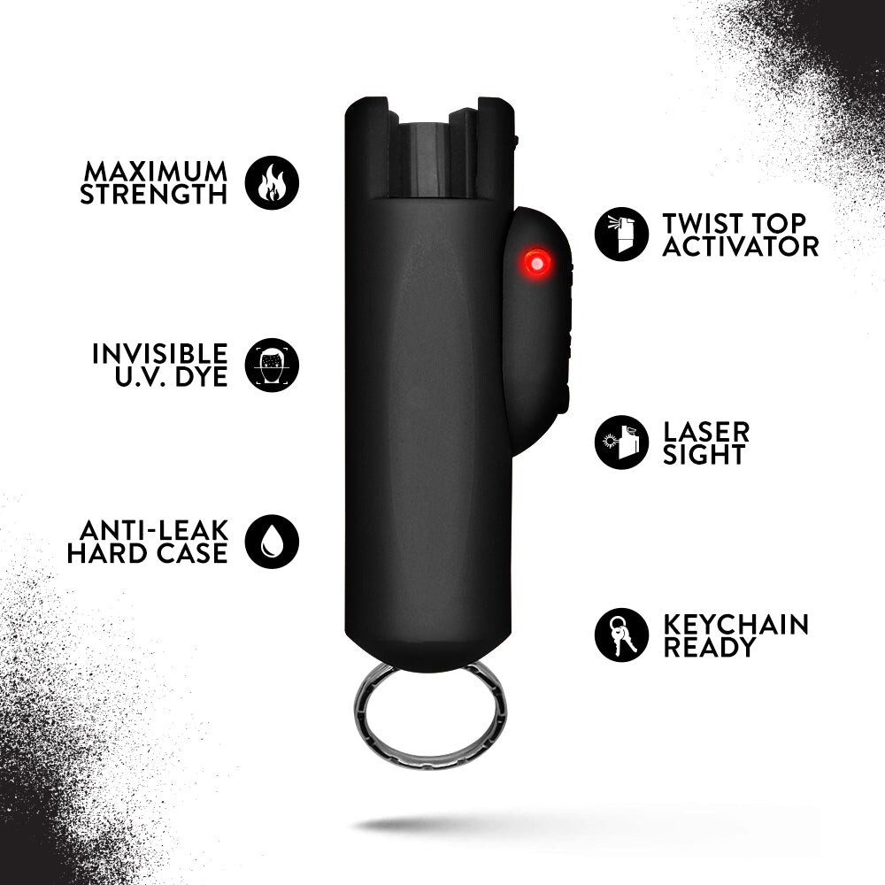 Accufire Pepper Spray with laser sight | Belt clip and Keychain ready