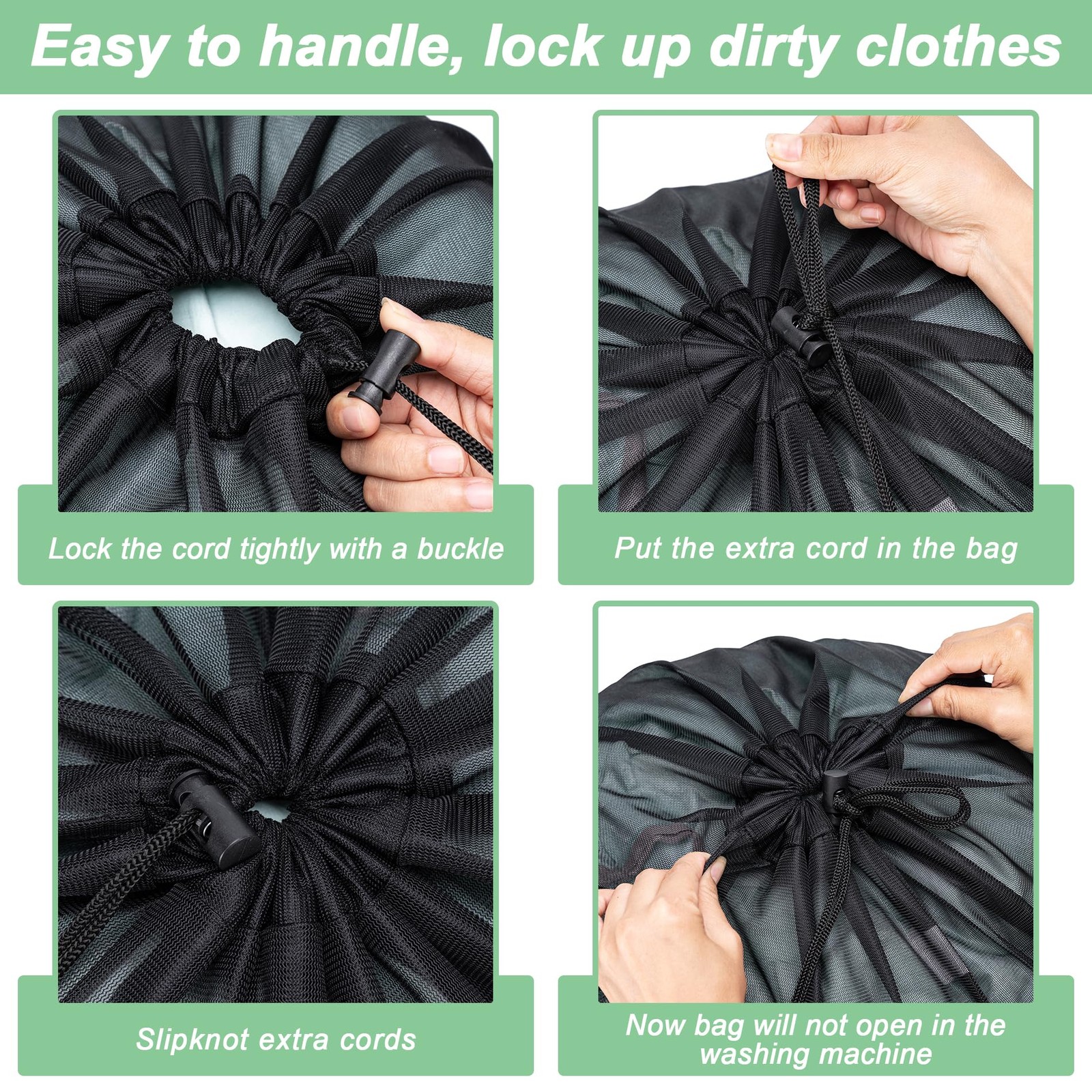 Aegero 2 Pack Mesh XL Laundry Bags,Machine 24″x36″ | 2 Pack, Black+Black