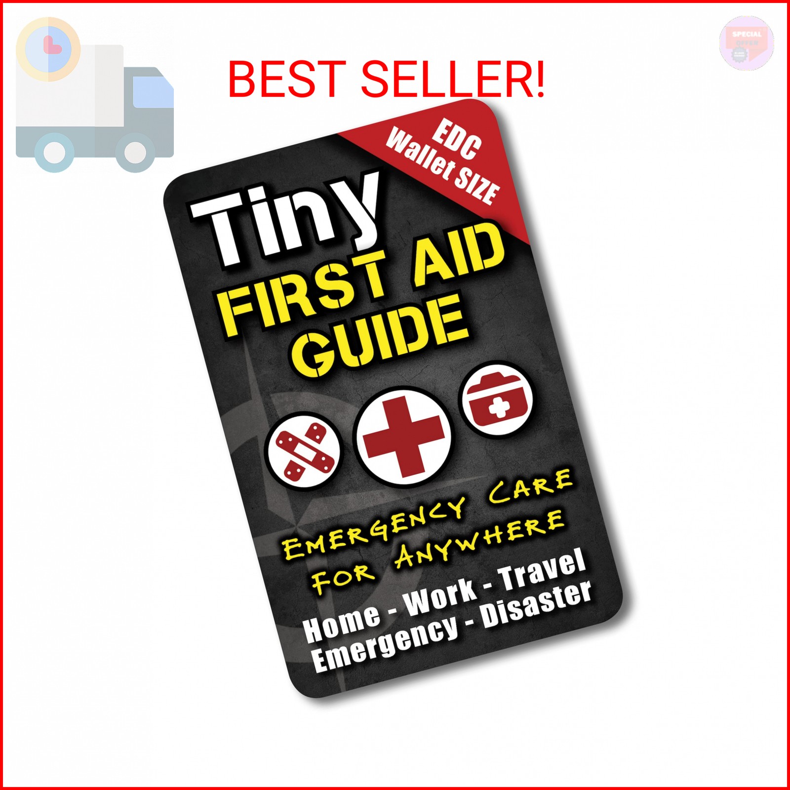Tiny First Aid Guide Pocket Size | Micro EDC Emergency Medical Guide for Camping