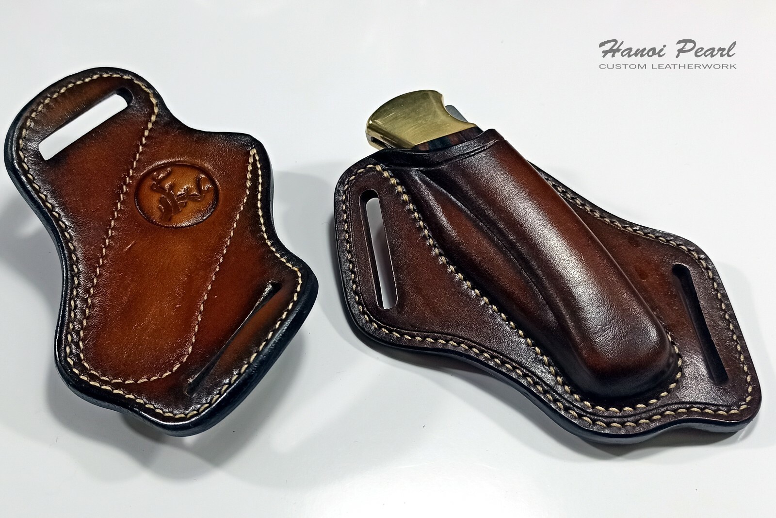 Custom Cross Draw Leather Sheath for Buck 110 Folding Hunter