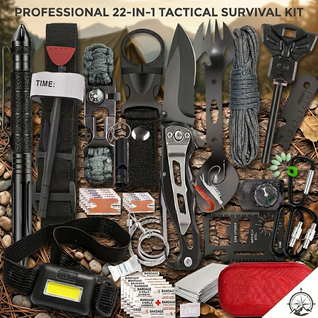22-in-1 Survival Kit Emergency First Aid Camping Hiking Gear