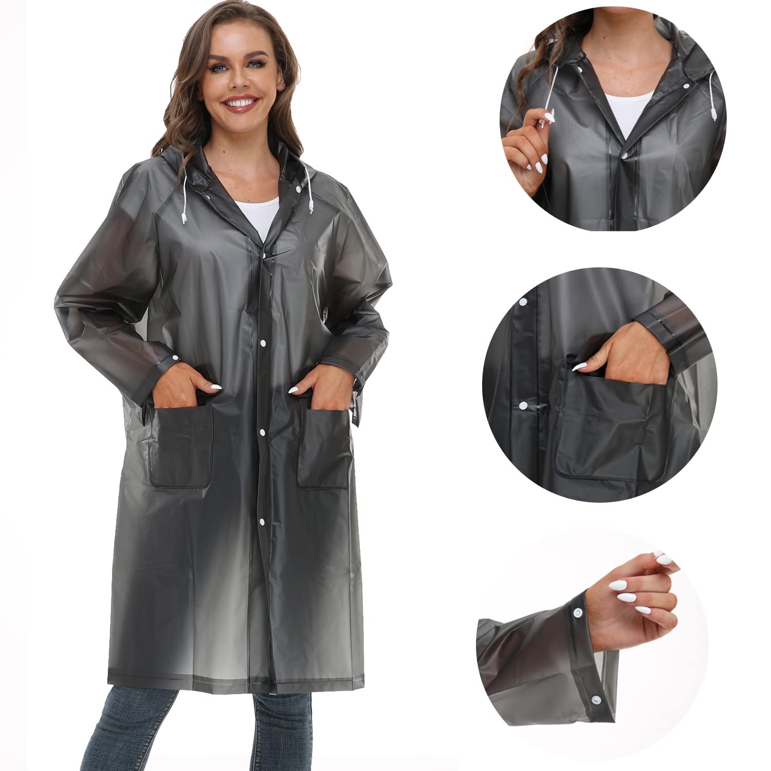 Raincoats For Men Women Reusable Portable Waterproof EVA Rain Ponchos