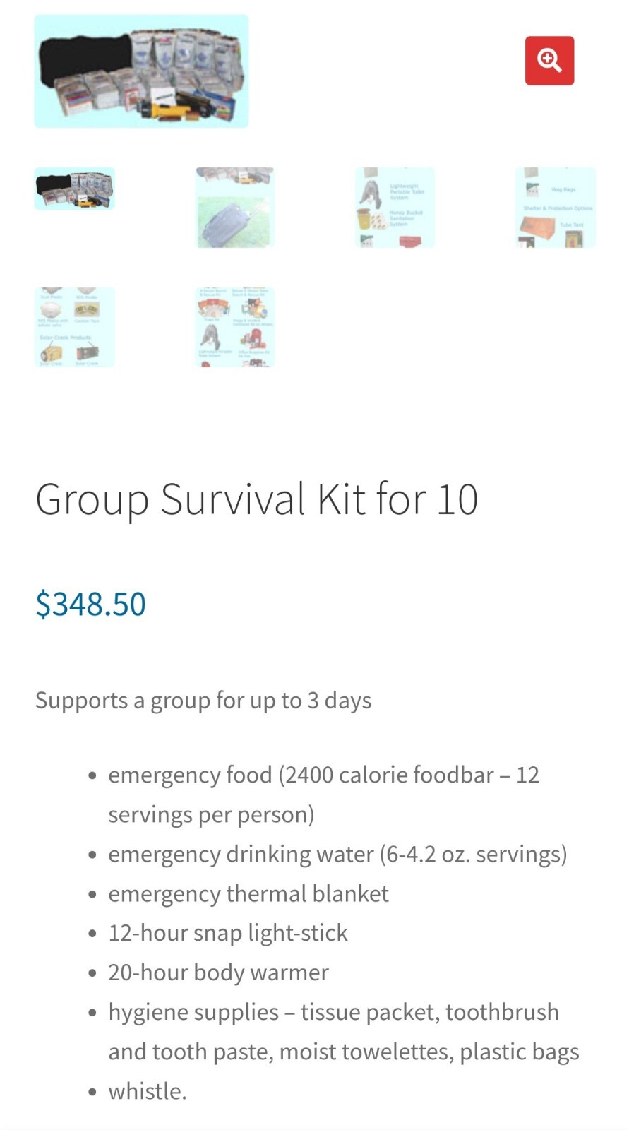 10 Person Emergency Kit / Survival Bag