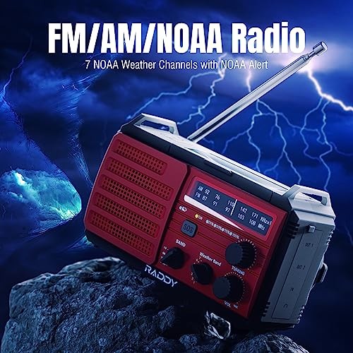 [37000mWh Battery] Emergency Radio, Hand Crank Solar, AM FM NOAA Radio SW10