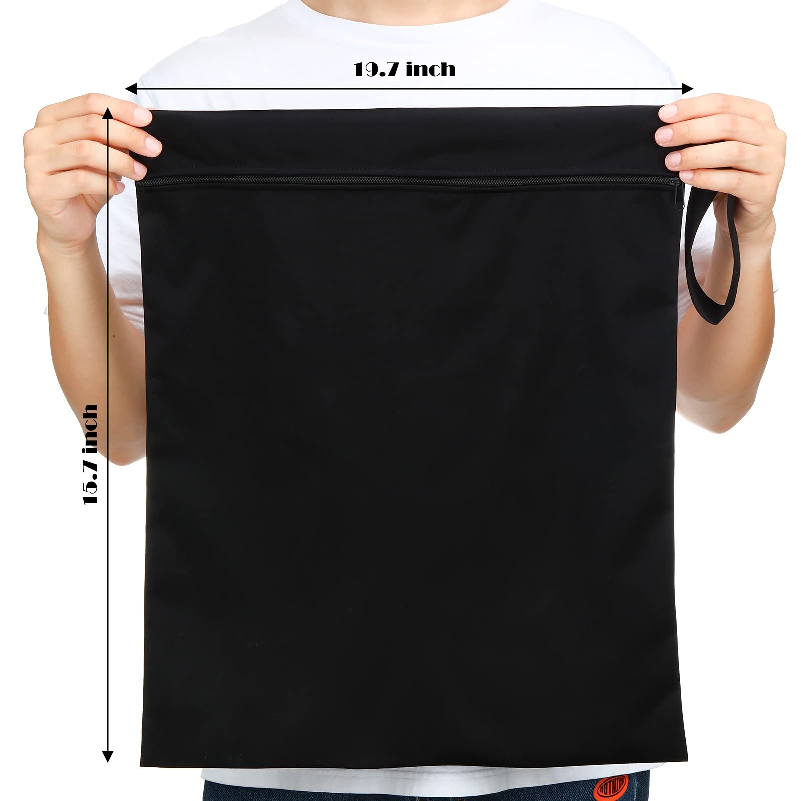 Shappy 2 Pack Large Travel Laundry Bags, Wet Dry Simple Style, Black