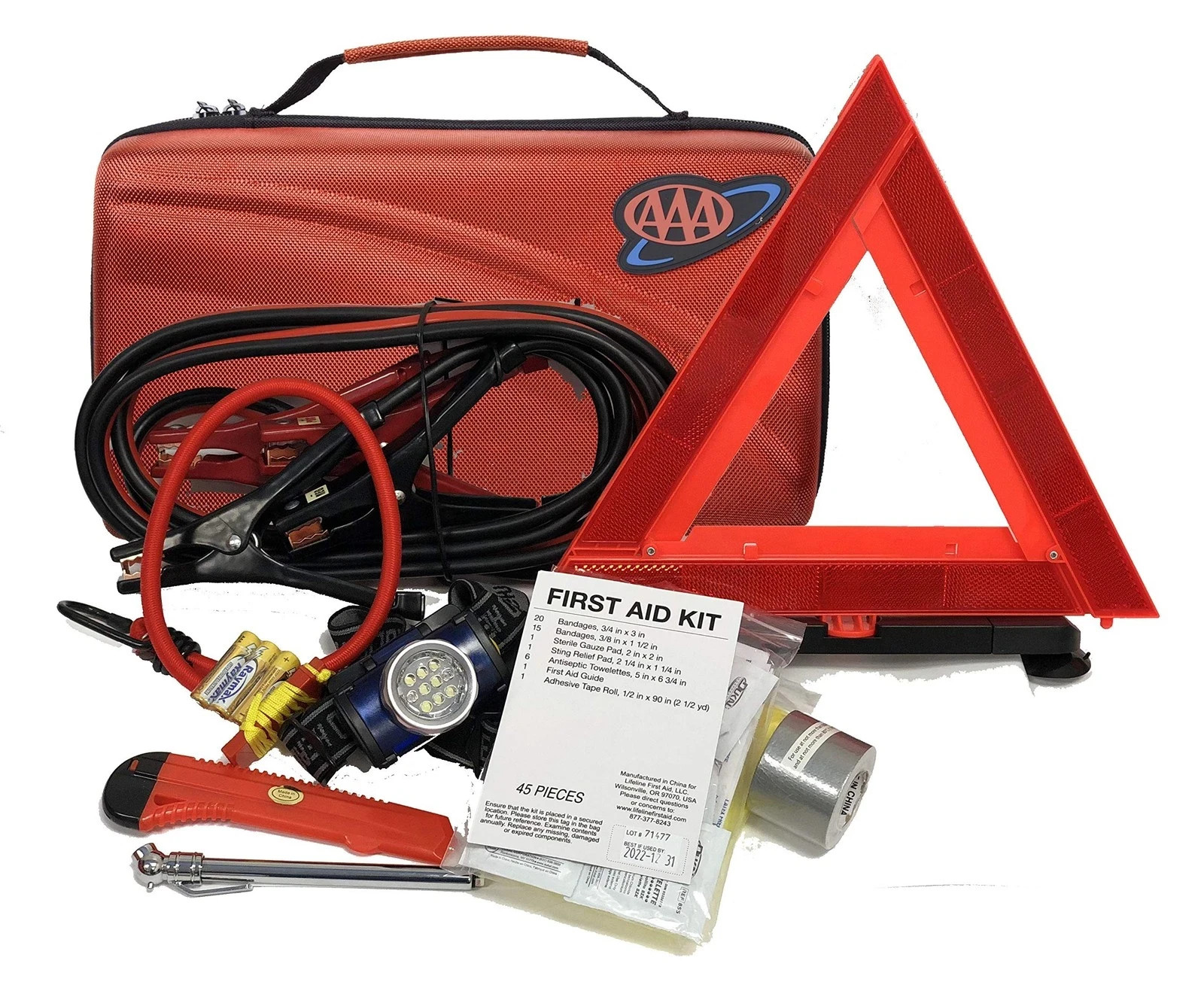 Lifeline AAA Executive Road Kit, 67 Piece Emergency Car Jumper Cabl… Fast Ship