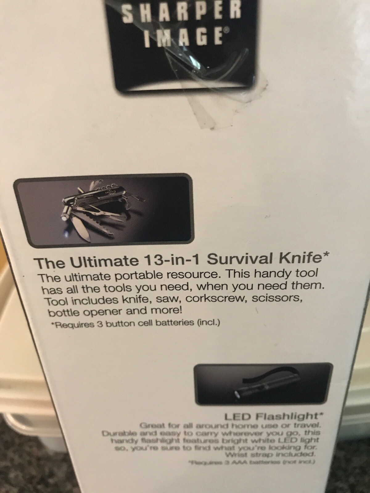 SHARPER IMAGE COOL TOOLS 13 IN 1 SURVIVAL KNIFE SAW OPENER & LED FLASHLIGHT VTG