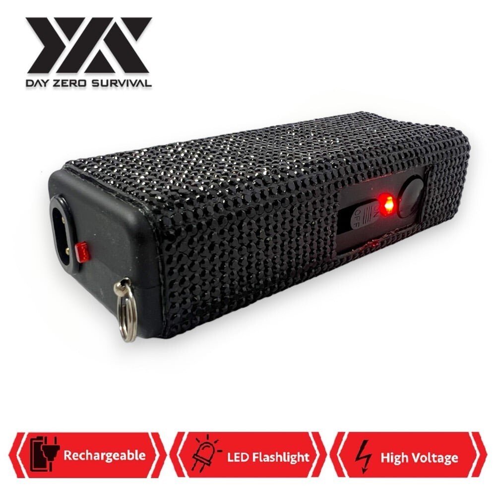 Bling It On Rhinestone Self Defense Stun Gun Black Jeweled Personal Security