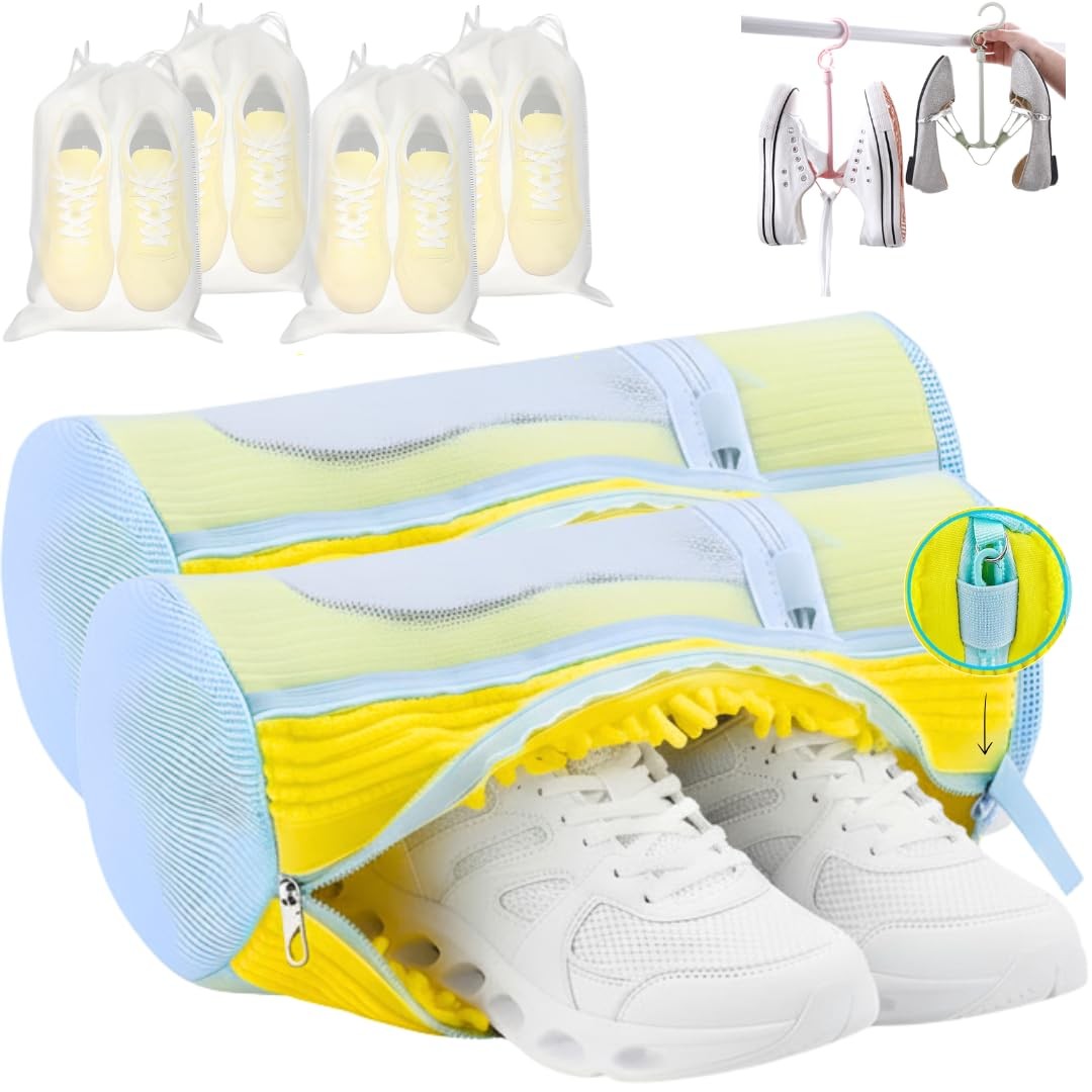Shoe Washing Machine Bag Set (7-in-1) – Durable Mesh Sneaker Large, Yellow