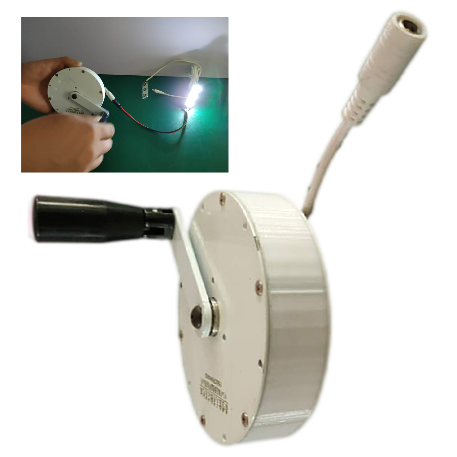 80W Portable Micro DC HAND CRANK GENERATOR OUTDOOR EMERGENCY CHARGING LIGHTING