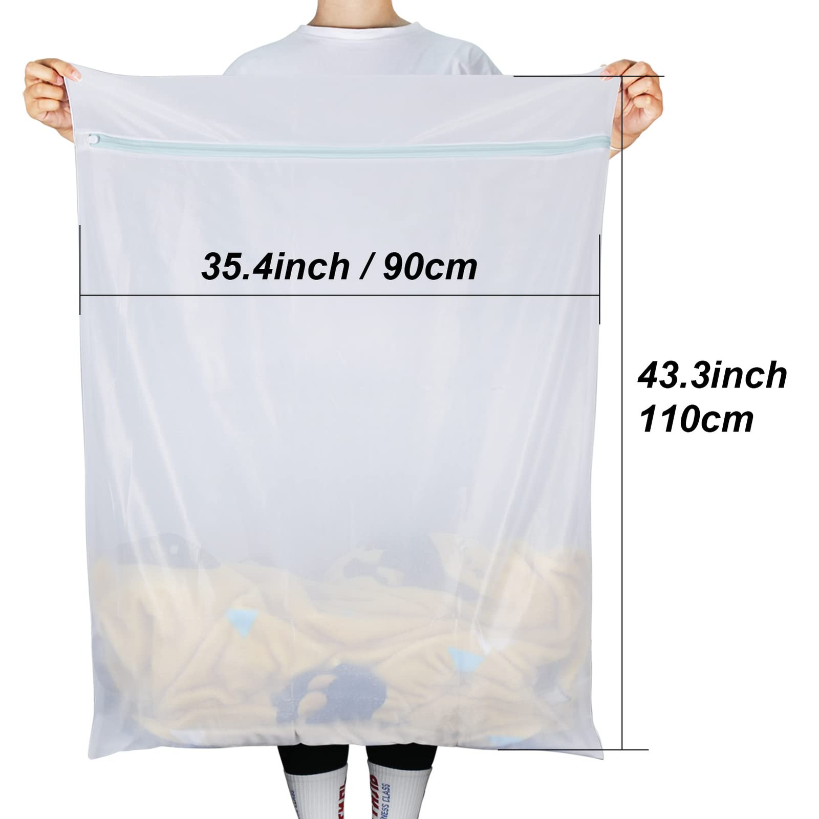 Tenn Well Extra Large Mesh Laundry Bags, 2 Pack 43 x 35 XL (43″x35″), White