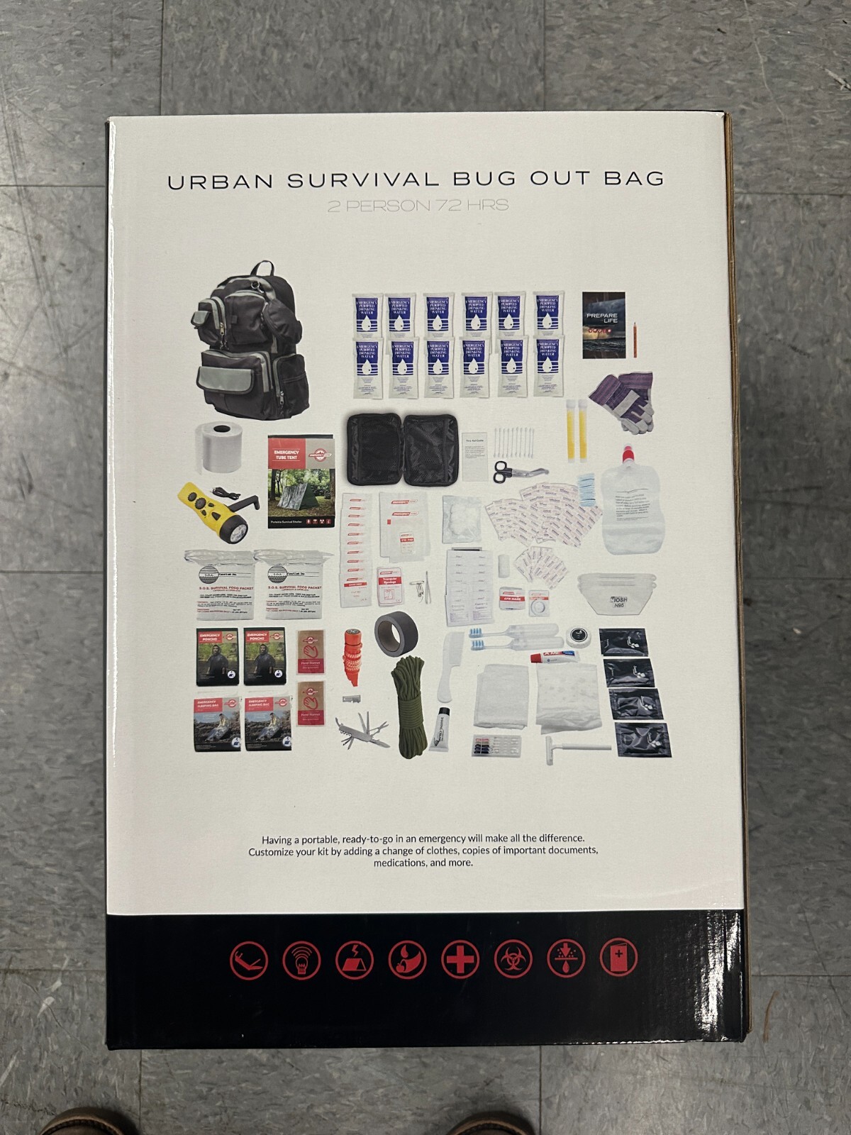 Emergency Zone Urban Survival Bug-Out Bag Disaster Kit 2 Person – Black (840-2)