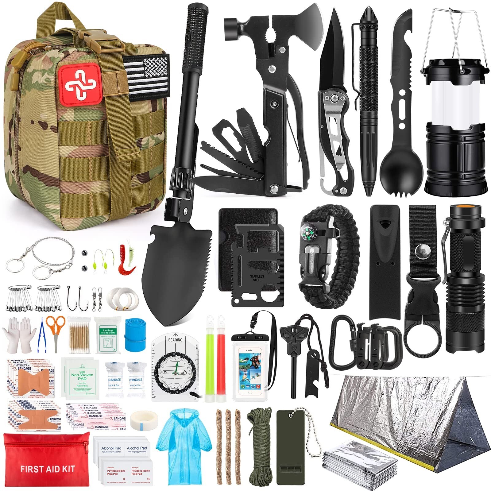 Survival Kit, 250Pcs Survival Gear First Aid Kit with Molle System Compatible…