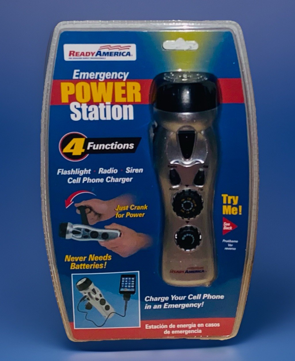 Ready America Emergency Power Station 70801 Hand Crank Flashlight Radio Cell NIP