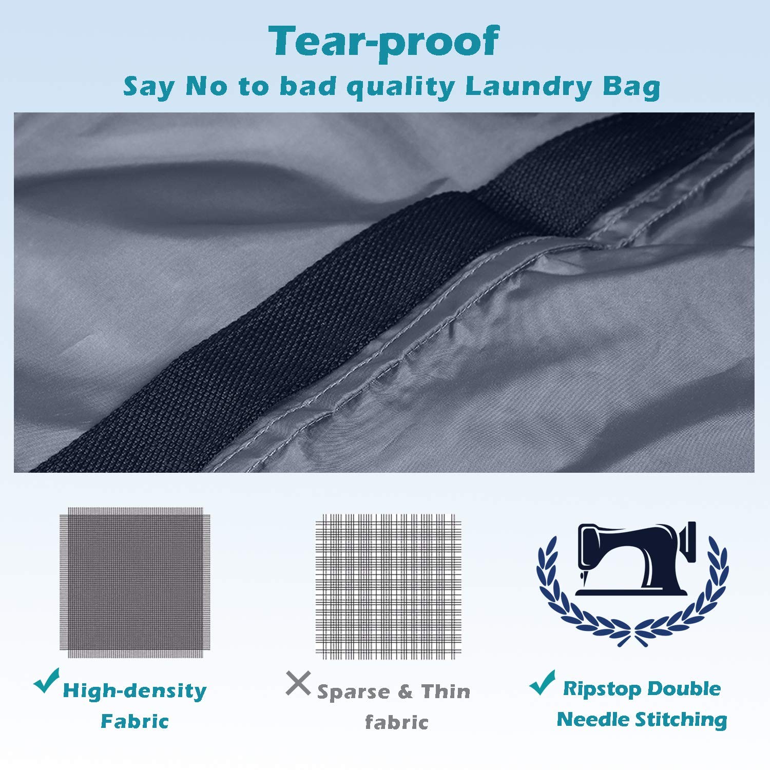 Heavy Duty Laundry Bag 2 Pack XL Nylon 41″ x 28″ x 1″, Black+Gray